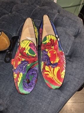 Versace 'Baroque' Velour Loafers - Men's 46